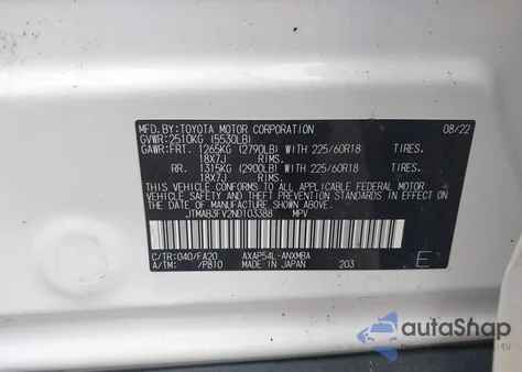 2022 Toyota Rav4 Prime Se z USA, uszkodzony, nr VIN JTMAB3FV2ND103388